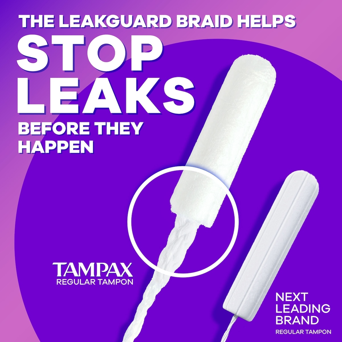 Radiant Tampons with LeakGuard Braid, Super Plus Absorbency
