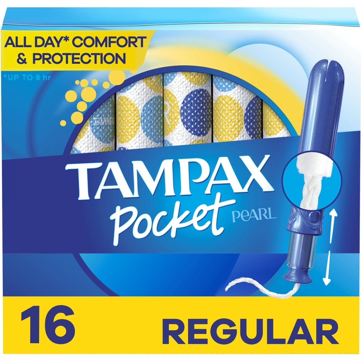 Tampons Pocket Pearl compacts avec tresse anti-fuites LeakGuard et applicateur en plastique sans BPA, régulier, non parfumé