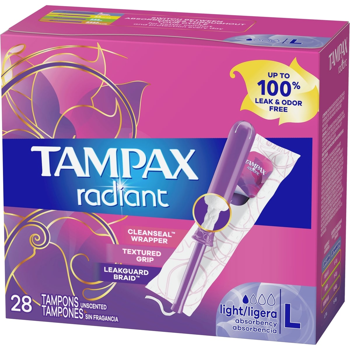Tampons Radiant, degré d’absorption léger