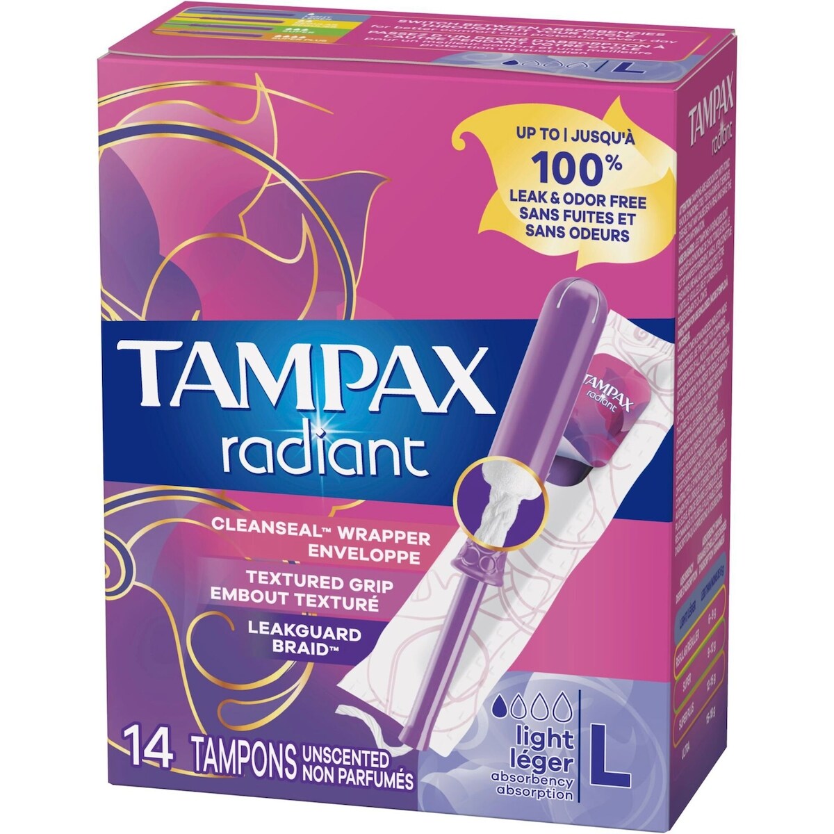 Tampons Radiant, degré d’absorption léger