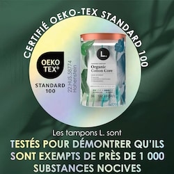 Tampons, fabriqués à partir de coton biologique, degré d’absorption super/super plus, emballage multiple, sans pesticides synthétiques, rayonne ni parfums, 26&nbsp;U 5