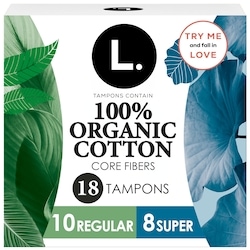 Tampons, Made with Organic Cotton, Regular/Super, Multipack Made Without Synthetic Pesticides or Fragrances, 18 CT 1