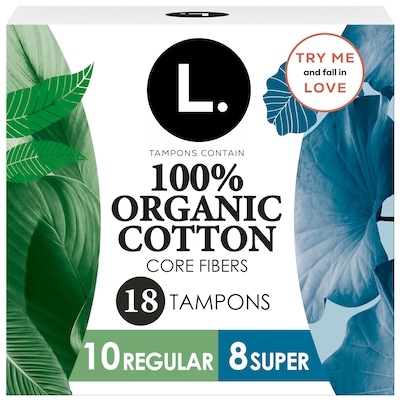 Tampons, Made with Organic Cotton, Regular/Super, Multipack Made Without Synthetic Pesticides or Fragrances, 18 CT