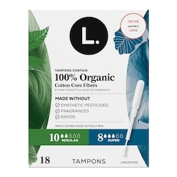 Tampons, Made with Organic Cotton, Regular/Super, Multipack Made Without Synthetic Pesticides or Fragrances, 18 CT 2