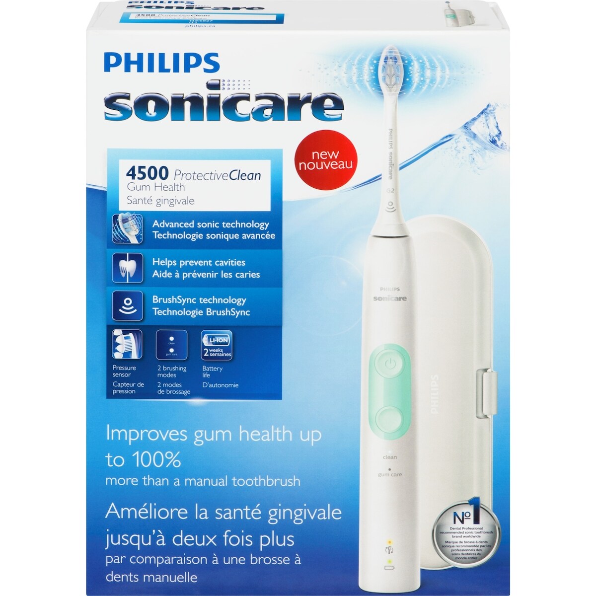 Philips ProtectiveClean 4500 Rechargeable Electric Toothbrush, HX6827/11 1 ea