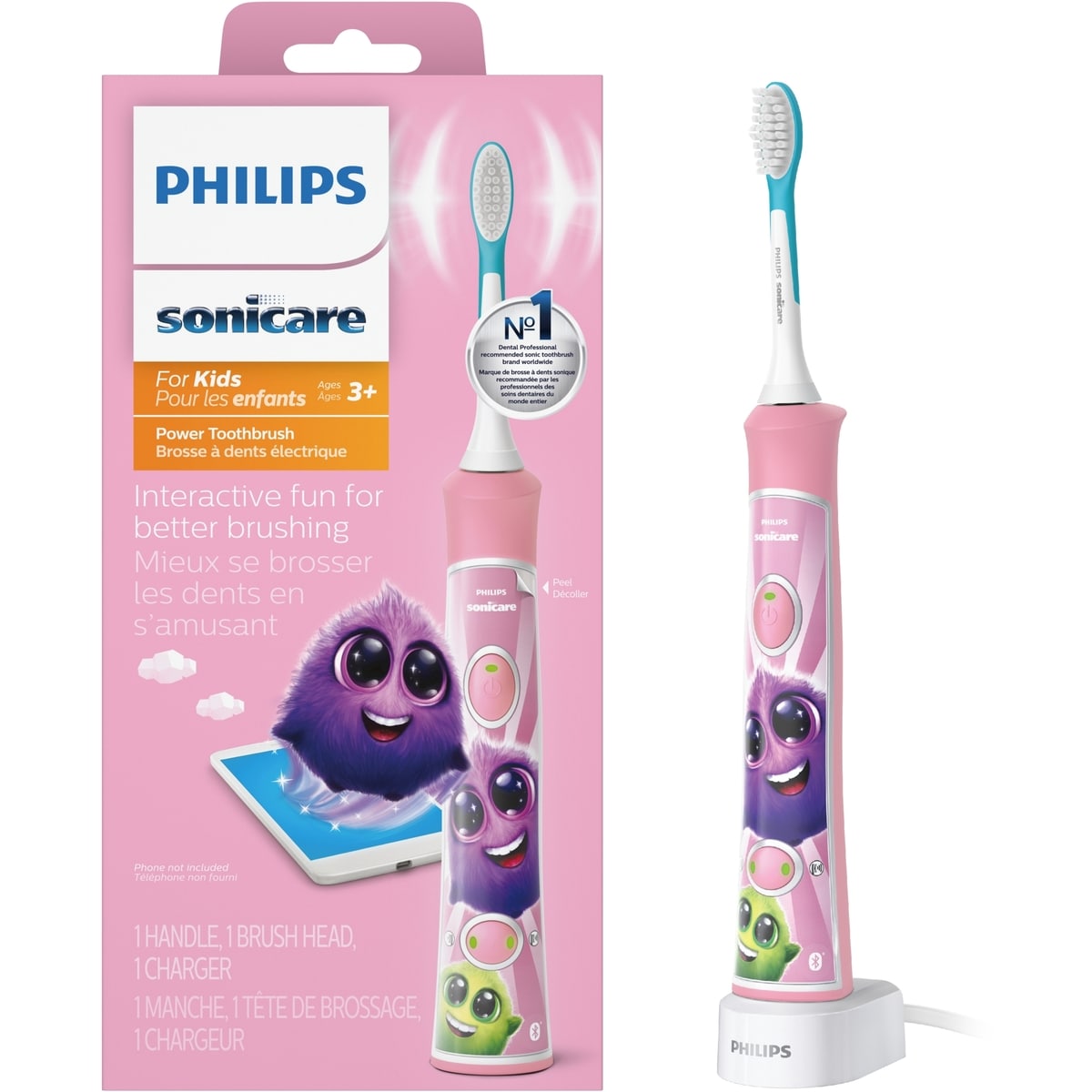 Brosse à dents électrique rechargeable Sonicare For Kids, rose, HX6351/41
