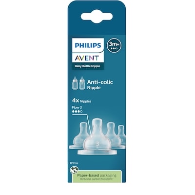 Anti-colic Baby Bottle Flow 3 Nipple, 4pk, 3m+