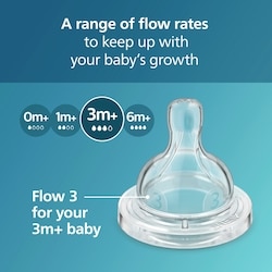 Anti-colic Baby Bottle Flow 3 Nipple, 4pk, 3m+ 3