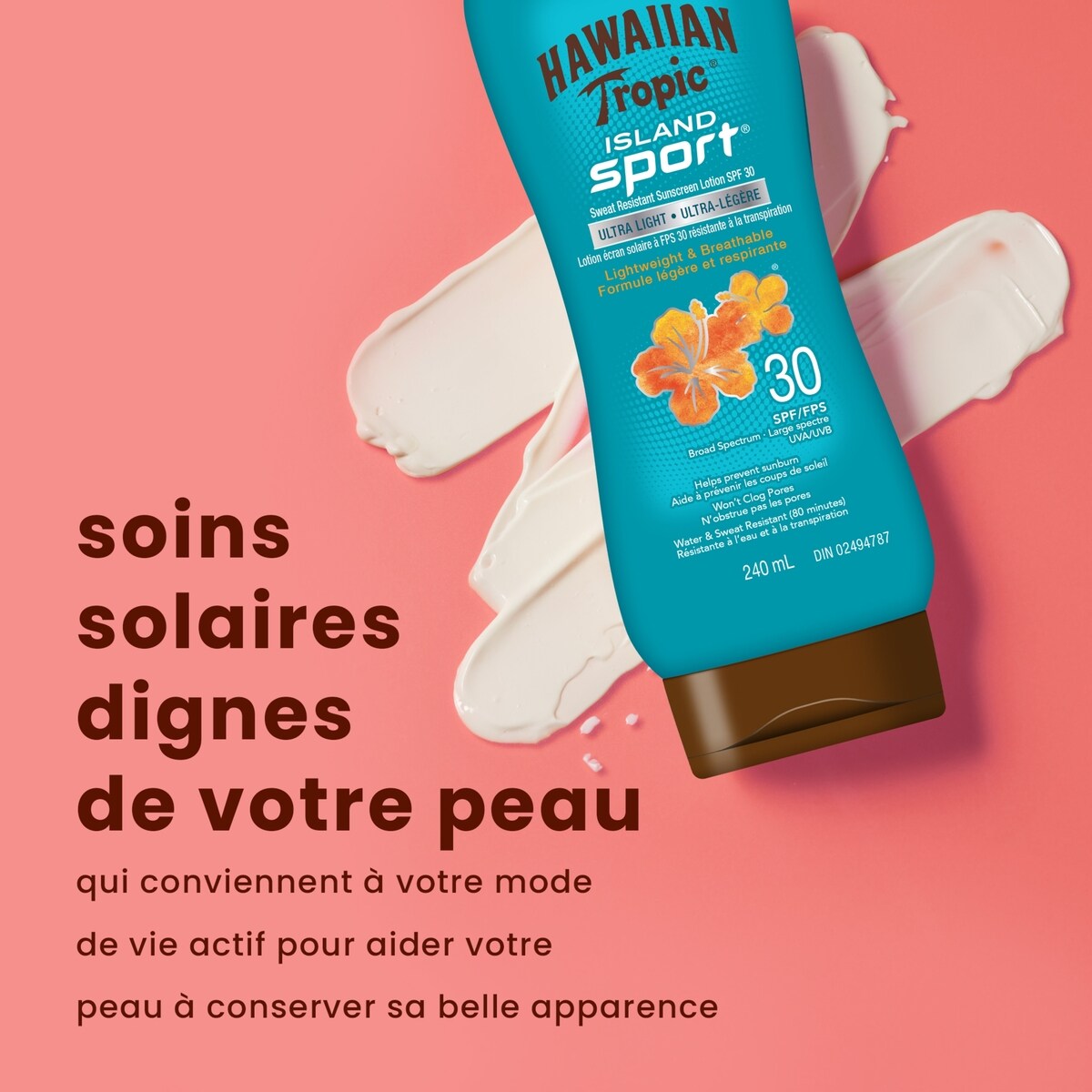 Lotion écran solaire Island Sport résistante à la transpiration, FPS 30