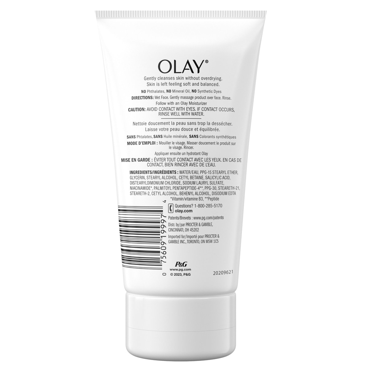 Nettoyant pour le visage Olay Regenerist avec peptide de collagène 24, non parfumé, 150 mL