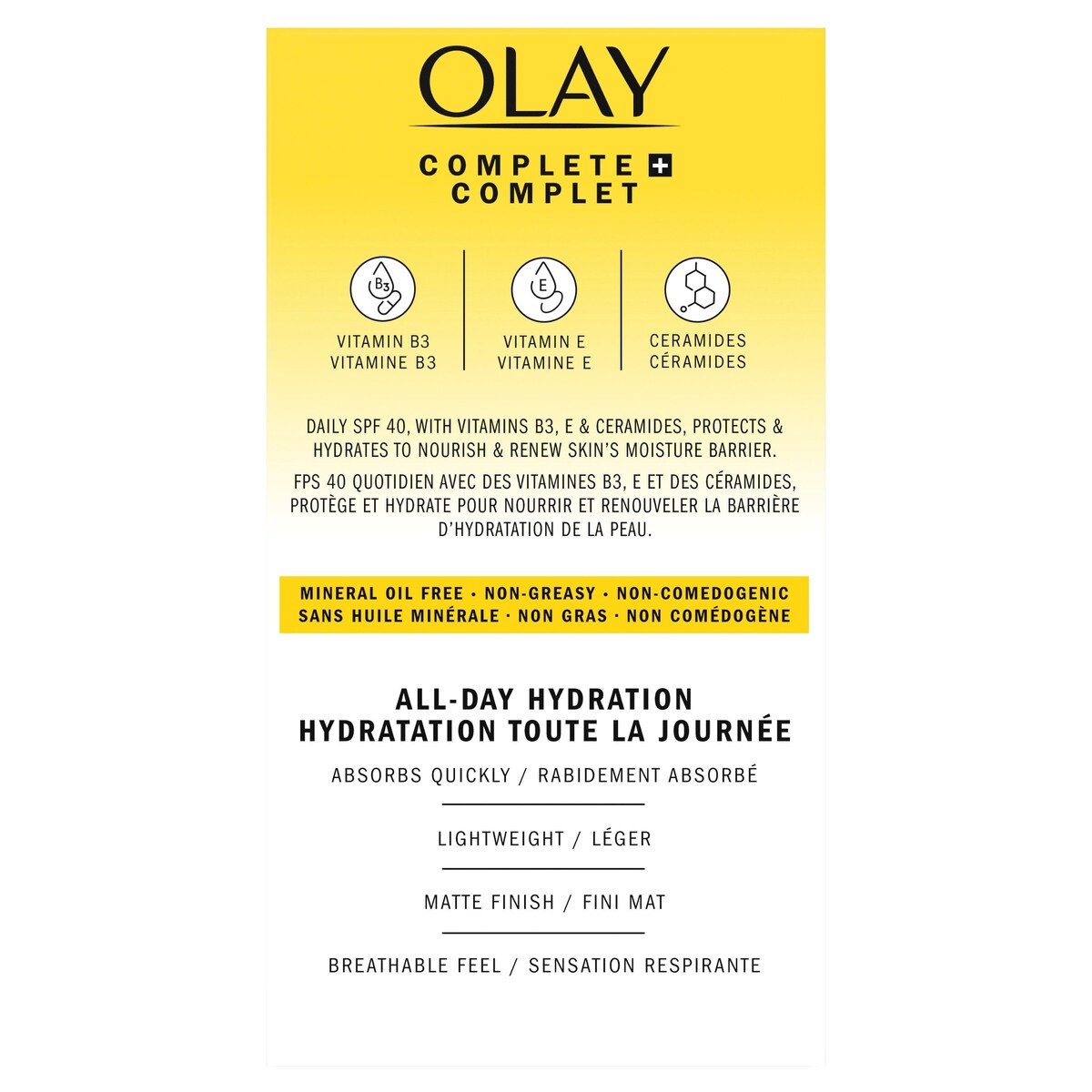 Complete+ Daily Facial Moisturizer with Sunscreen SPF 40, Fragrance-Free, 6 FL OZ, Broad Spectrum Sunscreen for Sensitive Skin