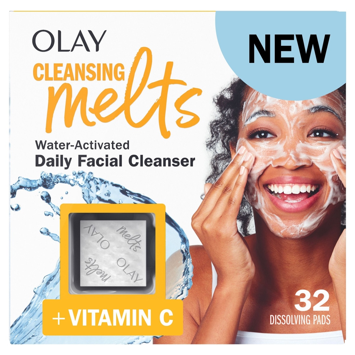 Cleansing Melts + Vitamin C Face Cleanser, 32ct, Water-Activated Face Wash Cleans, Tones, and Refreshes Skin