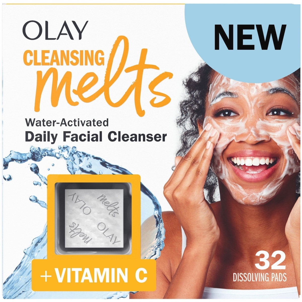 Nettoyant fondant pour le visage + Vitamine C, nettoyant pour le visage activé par l’eau,  unités, pour nettoyer