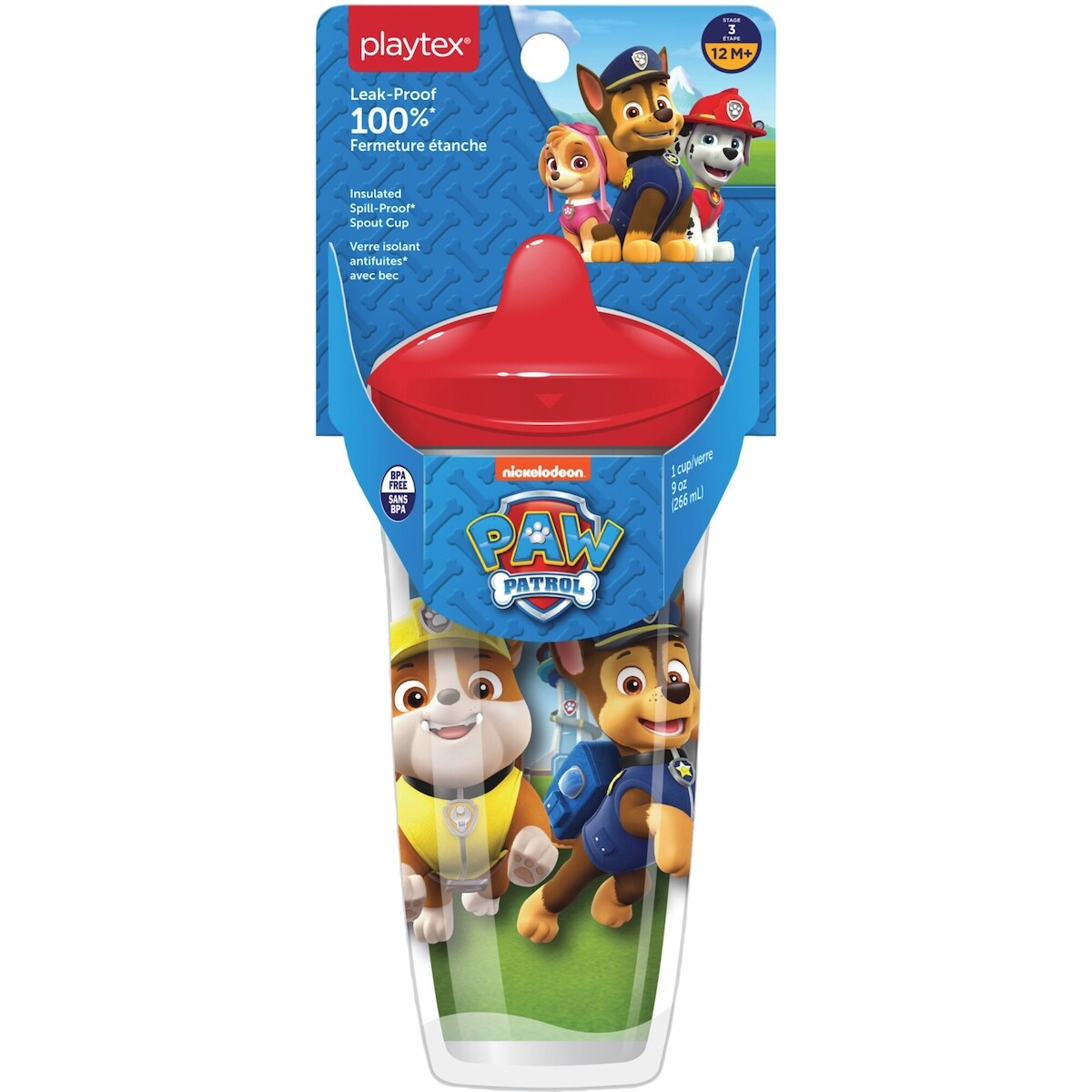 Verre antifuites de 9 oz (266 mL) de Playtex avec bec et motif Paw Patrol ‒ bleu