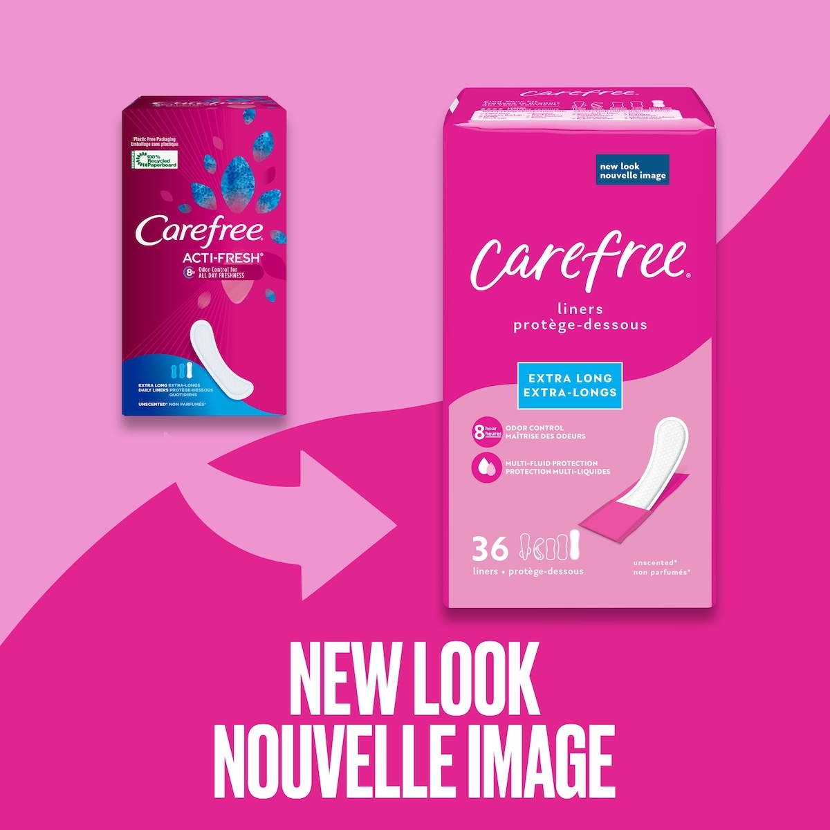 Protège-dessous galbés Carefree Acti-Fresh Body Shape extra-longs