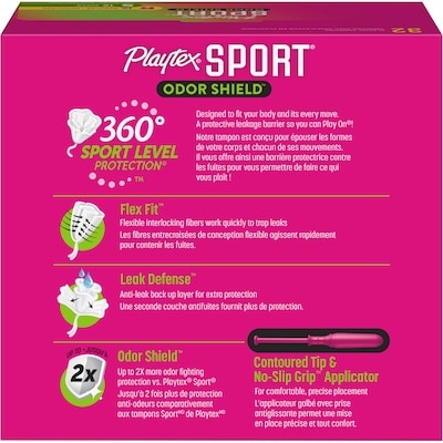 Multi-emballage de tampons non parfumés Odor Shield de Sport à absorptivité régulière et super 2