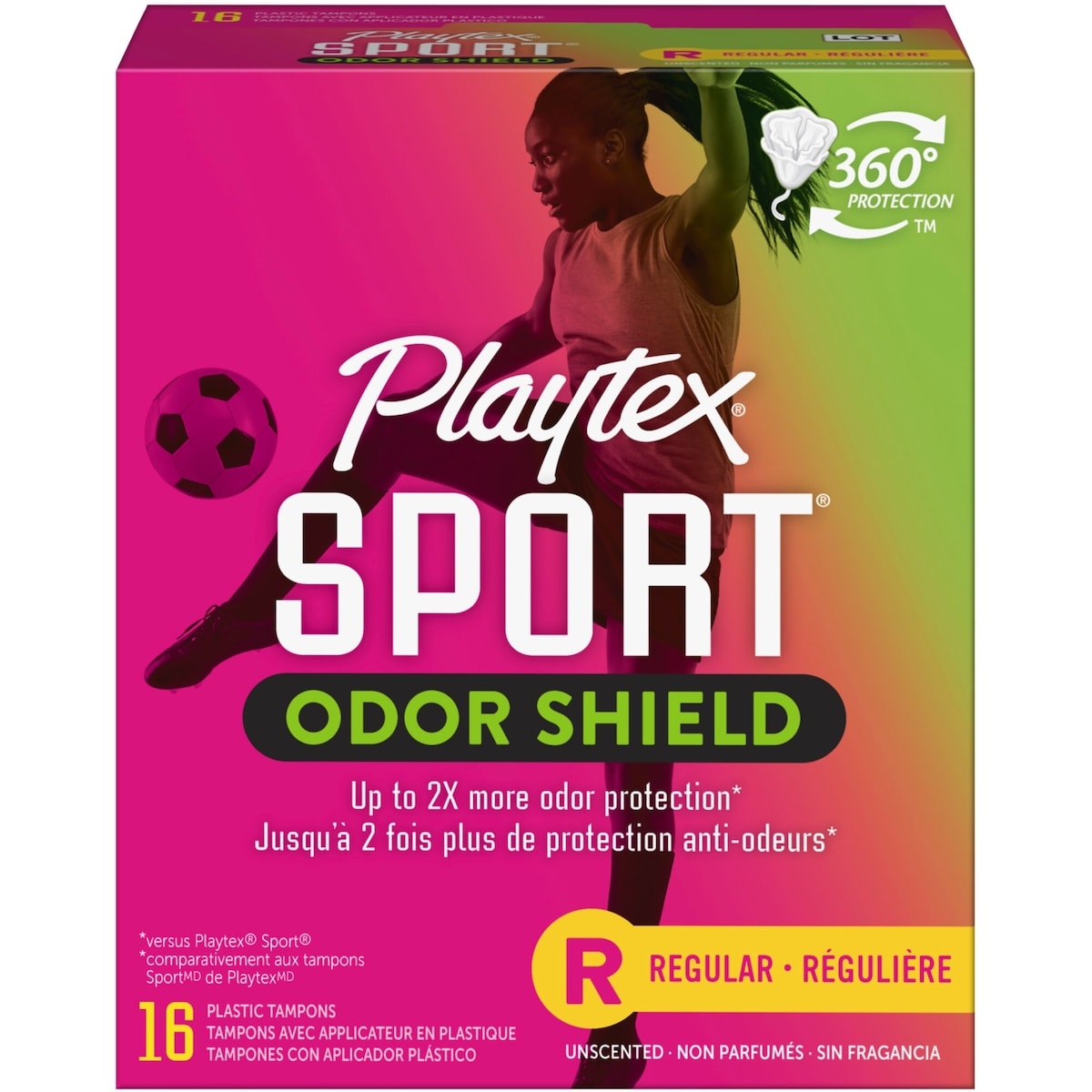 Tampons non parfumés Odor Shield de Playtex Sport à absorptivité régulière