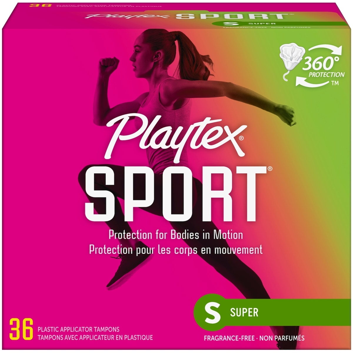 Tampons non parfumés pour athlètes Sport de Playtex à absorptivité super