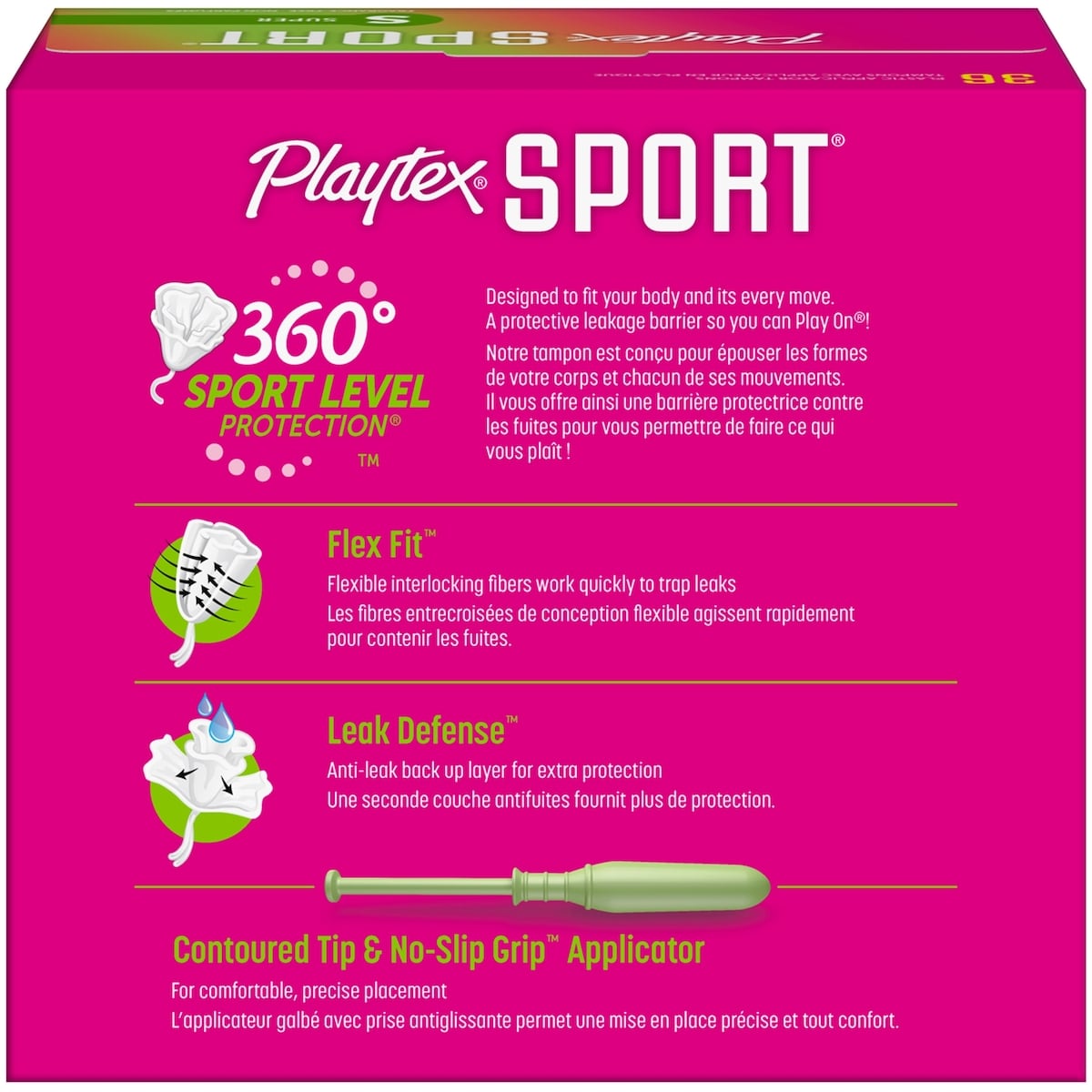 Tampons non parfumés pour athlètes Sport de Playtex à absorptivité super