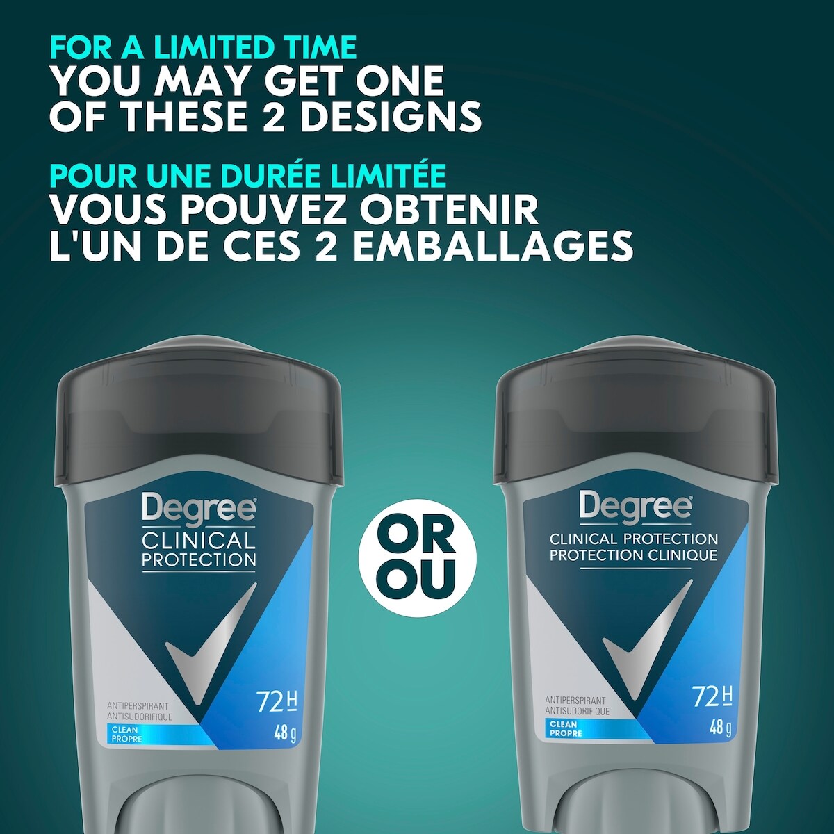 Degree Men Antiperspirant Stick for sweat control Clinical+ Clean antibacterial odour protection 48 g
