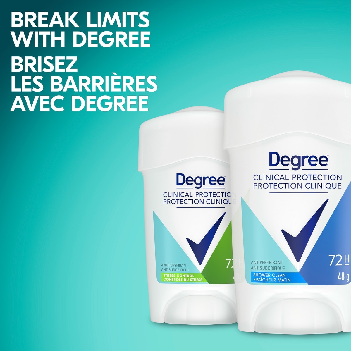 Degree for Women Clinical Protection Antiperspirant Stick for sweat protection Shower Clean antibacterial odour protection 48 g