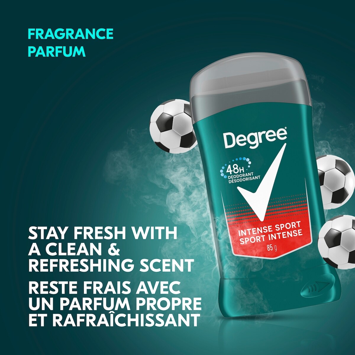 Désodorisant en bâton pour hommes Degree Men  Intense Sport pour 48 h de protection contre les odeurs et une fraîcheur longue durée 85 g