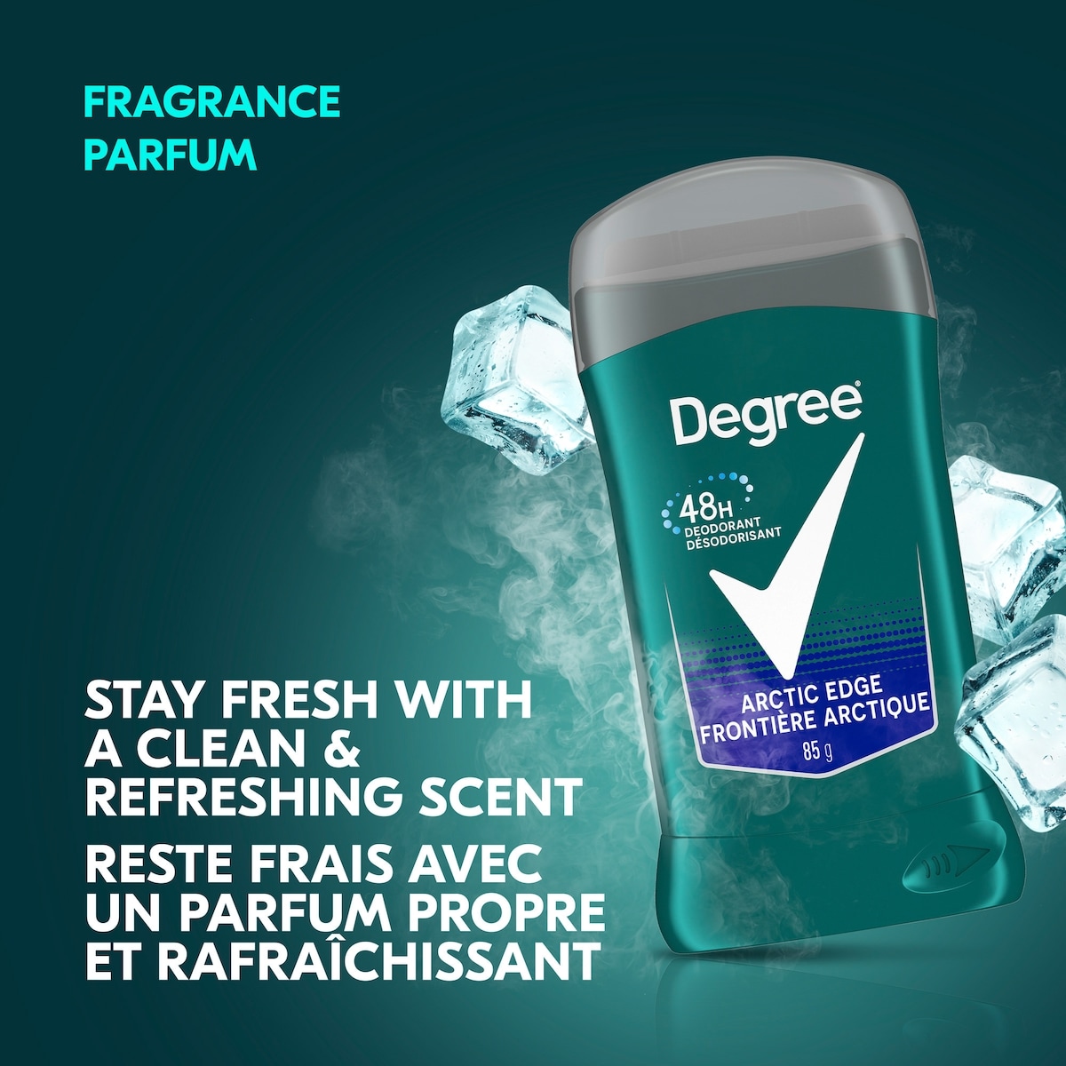 Désodorisant en bâton pour hommes Degree Men  Arctic Edge pour 48 h de protection contre les odeurs et une fraîcheur longue durée 85 g