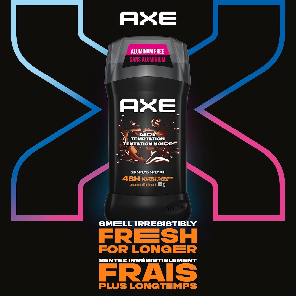 AXE Deodorant Stick for Long Lasting Odour Protection Dark Temptation Dark Chocolate Men's Deodorant 48 hours high definition scent 85 GR