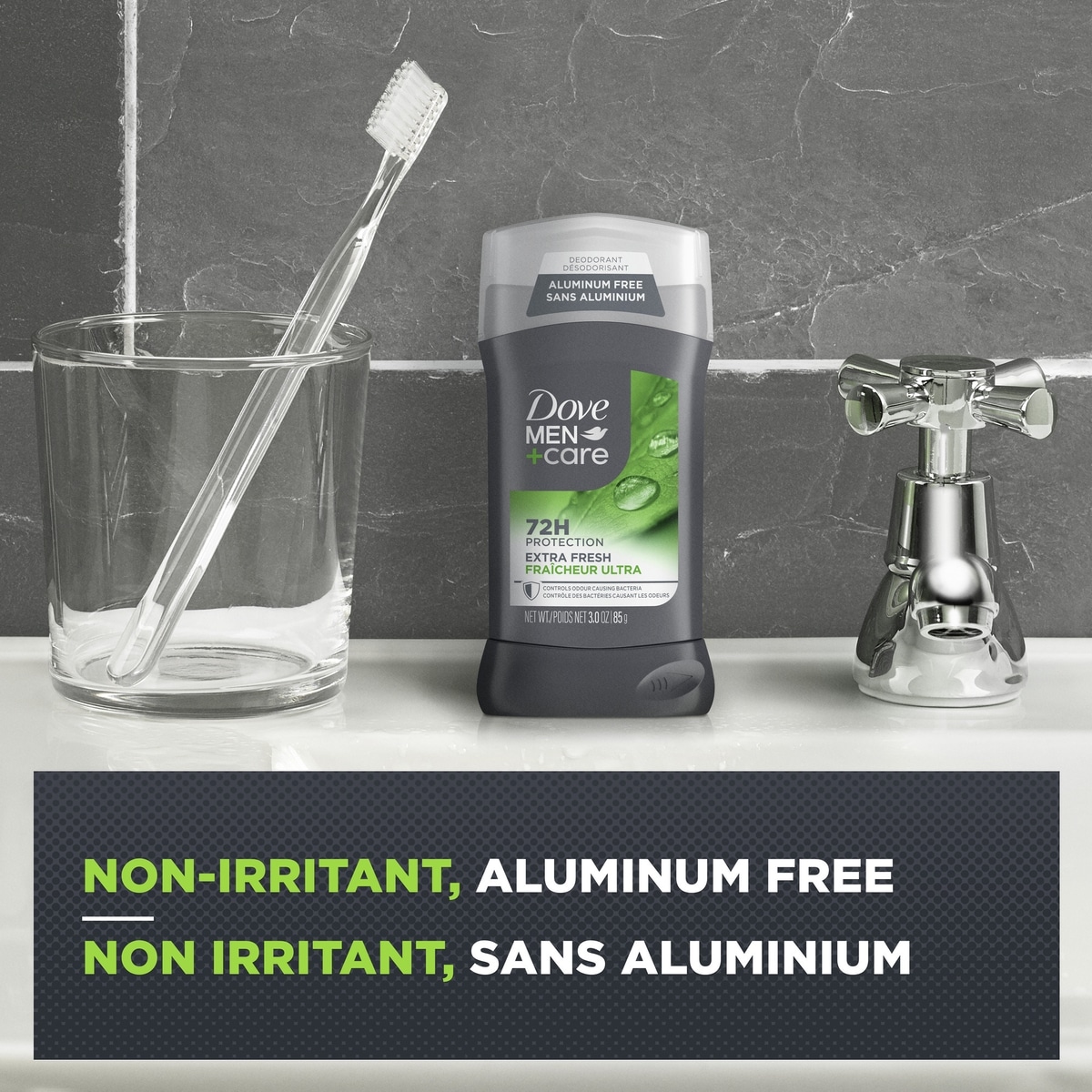 Désodorisant en Bâton formulé sans aluminium pour 72 h de protection Dove Men+Care  Extra Fresh avec vitamine E et hydratant triple action