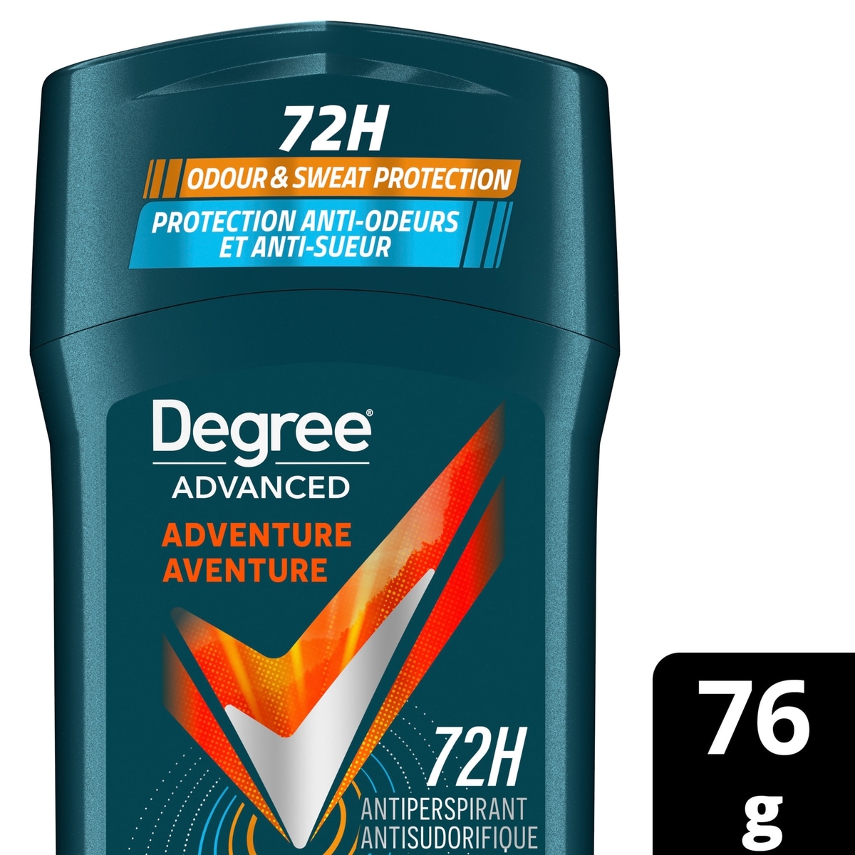Degree Men Advanced Antisudorifique en Bâton pour 72 h de protection anti-sueur et anti-odeurs Aventure désodorisant avec technologie motionsense 76 g