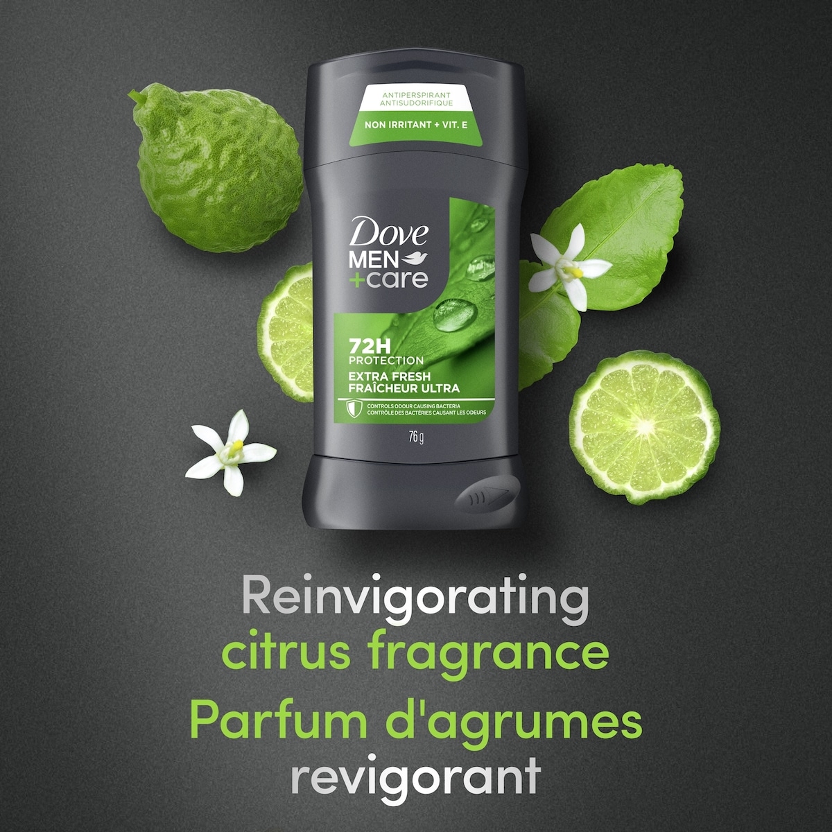 Désodorisant en bâton pour une protection longue durée contre la transpiration Dove Men+Care Fraîcheur ultra protection antibactérienne contre les odeurs 76 g