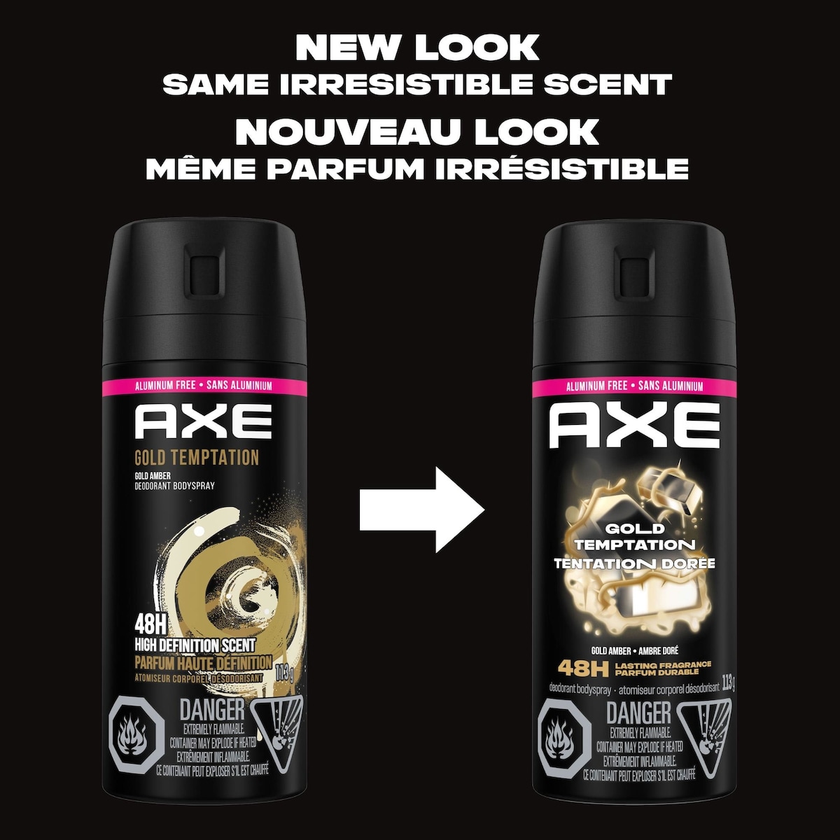 Déodorant en vaporisateur à sec  AXE  Gold Temptation  113 g