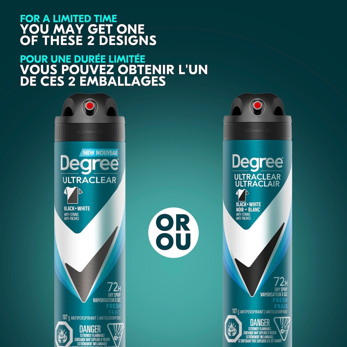 Degree Men Antiperspirant Dry Spray UltraClear Black + White® Fresh antibacterial odour protection 107 GR