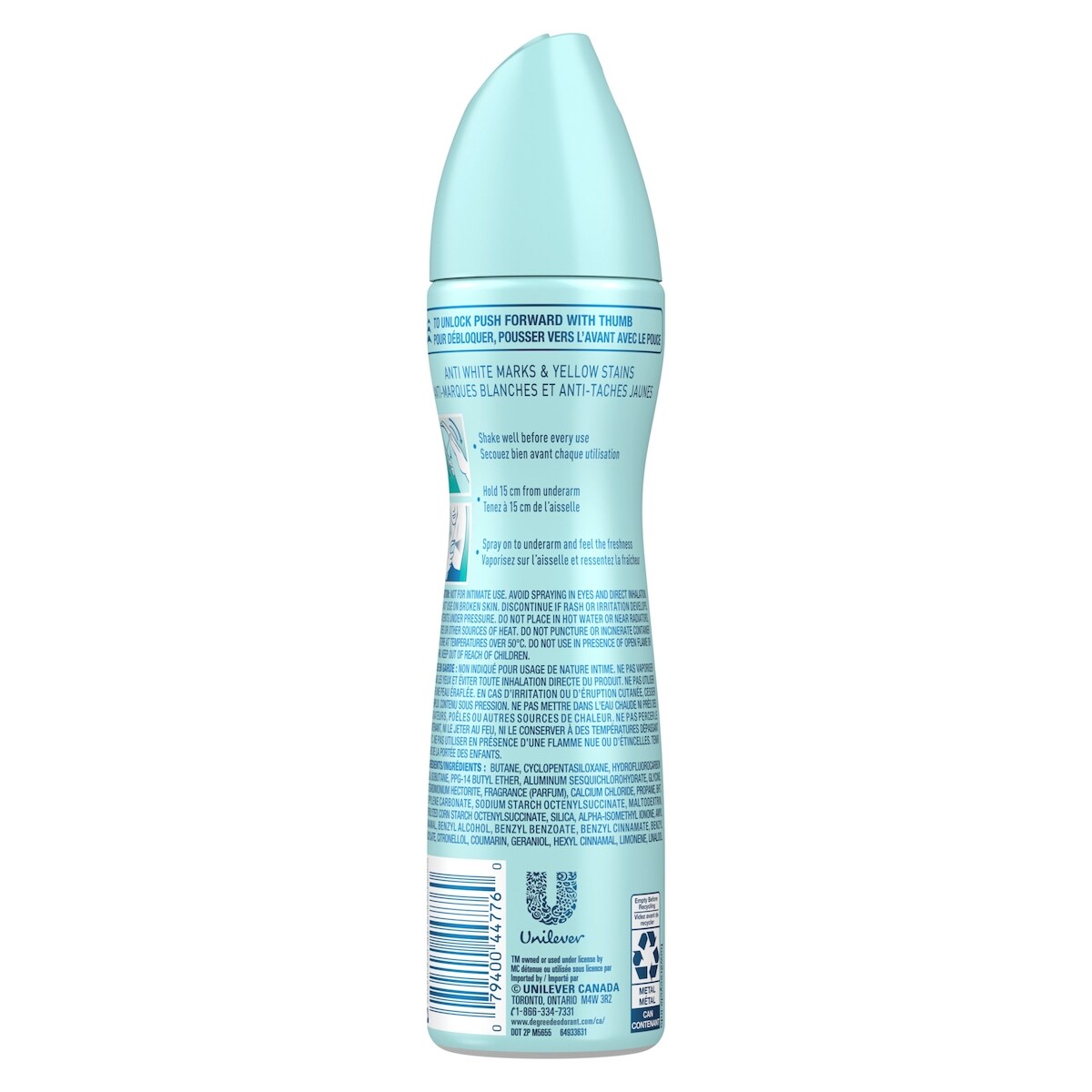 Dove Black+White Dry Spray Antiperspirant Pure Rain antibacterial odour protection 107 GR