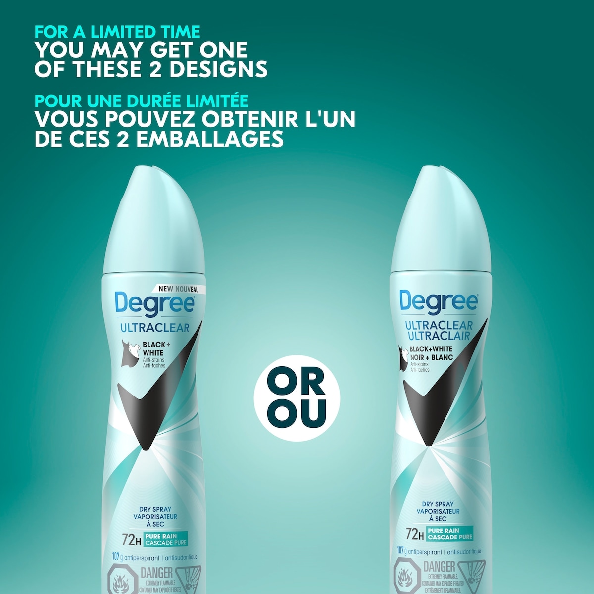 Vaporisateur sec Antisudorifiq Dove Black+White Eau Vive protection antibactérienne contre les odeurs 107 GR