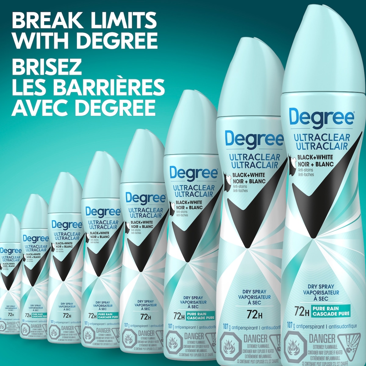 Vaporisateur sec Antisudorifiq Dove Black+White Eau Vive protection antibactérienne contre les odeurs 107 GR