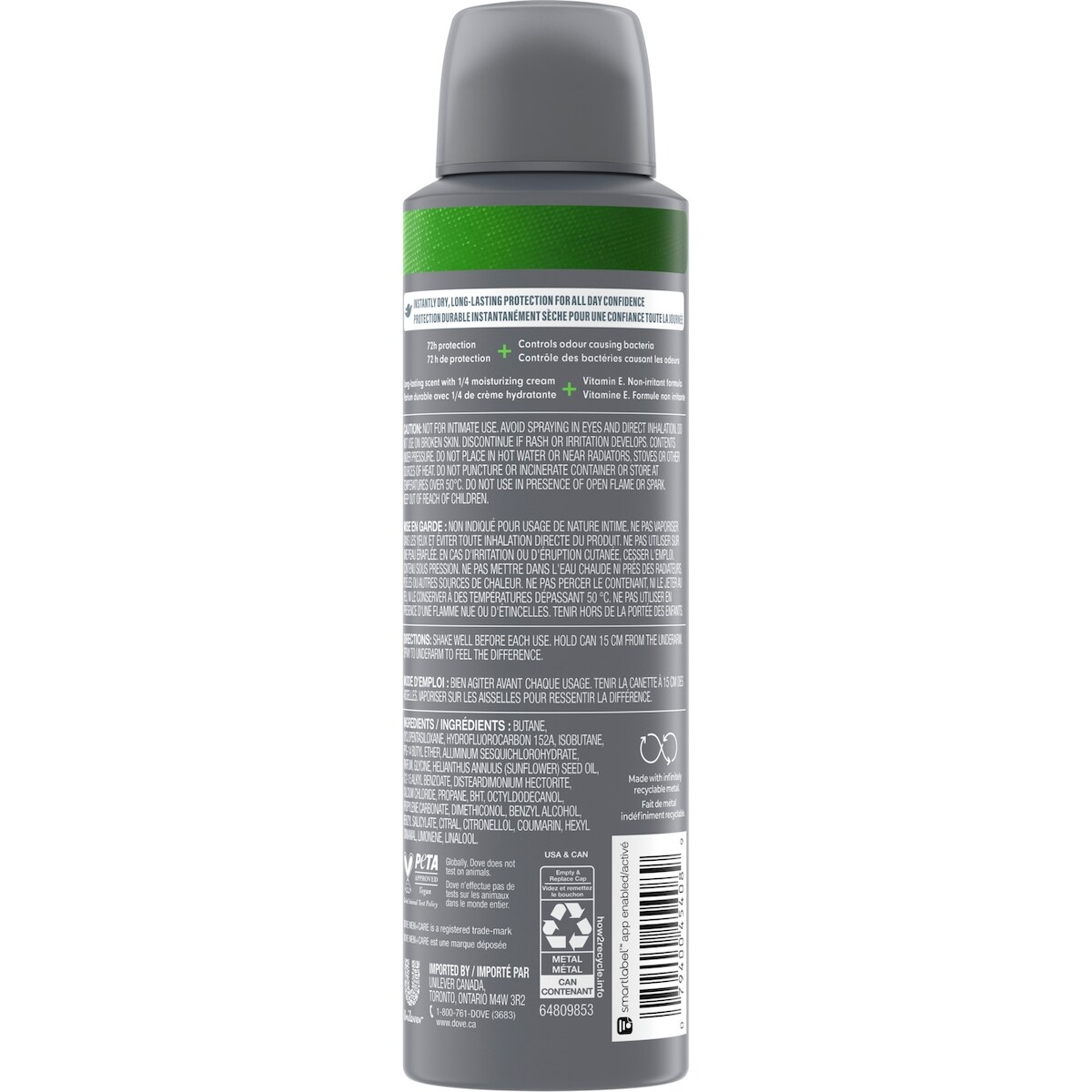 Vaporisateur sec Antisudorifique Dove Men+Care Stain Defense Fresh protection antibactérienne contre les odeurs 107 GR