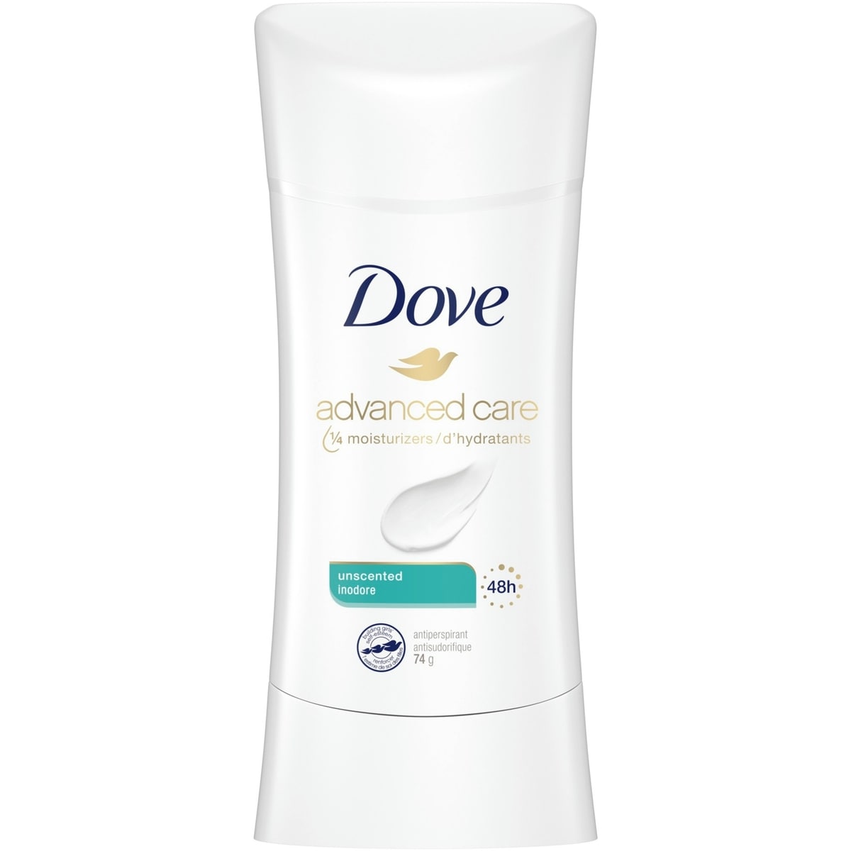 Dove Dove Advanced Care Antiperspirant Deodorant Stick Unscented antibacterial odour protection 74 g