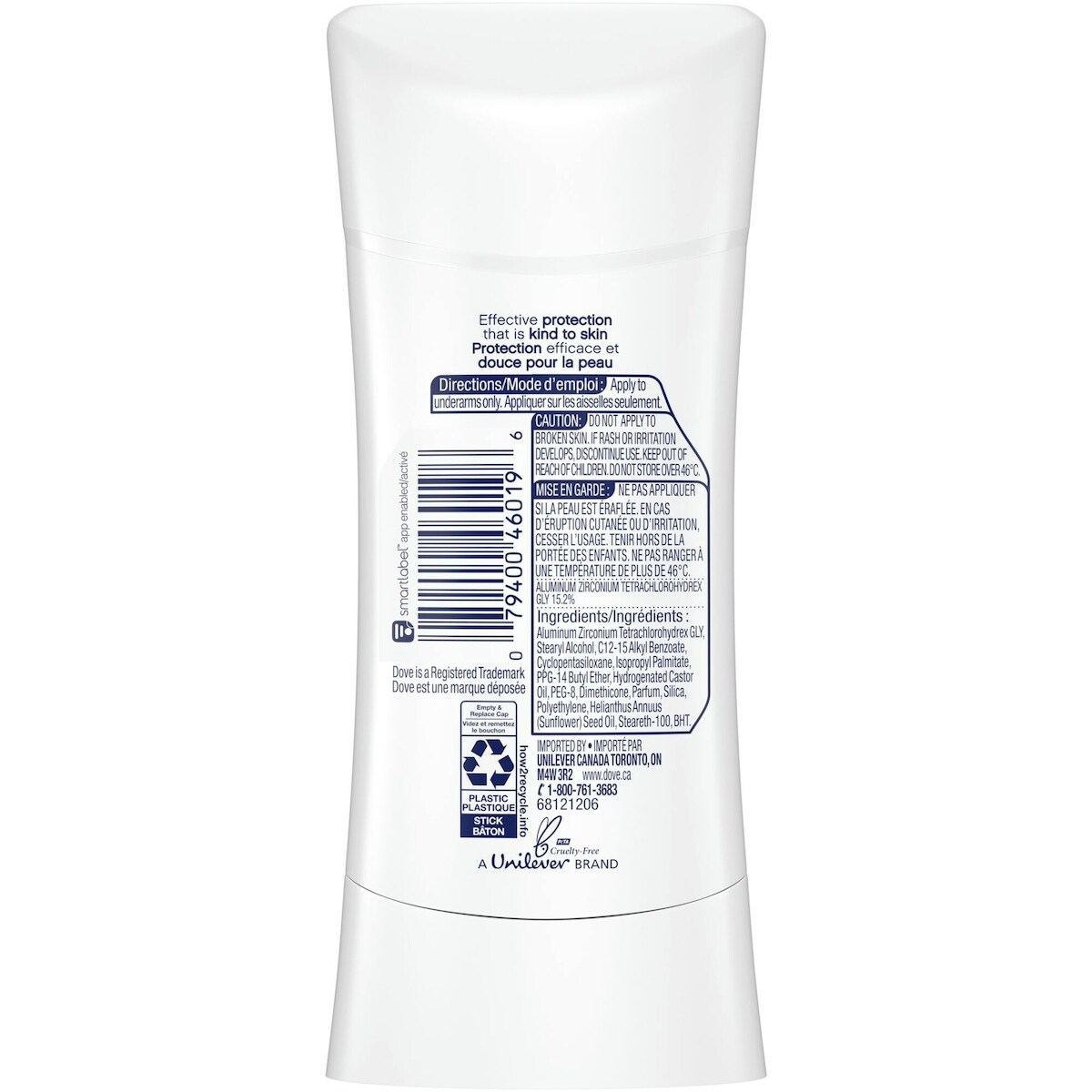 Antisudorifique en bâton Dove au parfum de pomme et thé blanc protection antibactérienne contre les odeurs 74 g