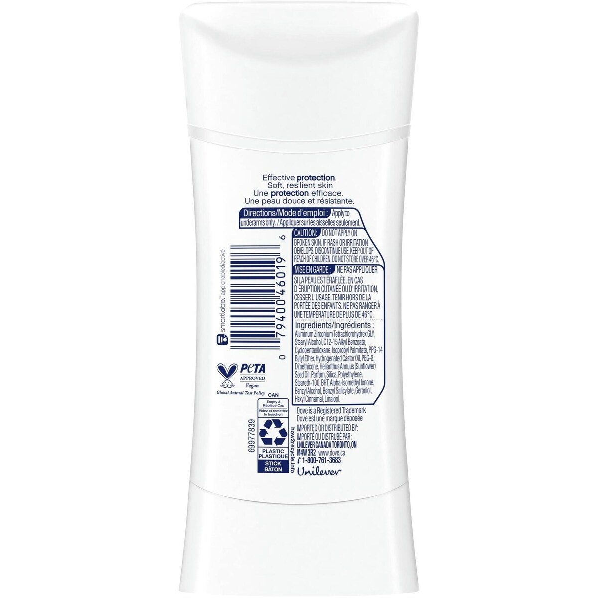 Antisudorifique en bâton Dove au parfum de pomme et thé blanc protection antibactérienne contre les odeurs 74 g