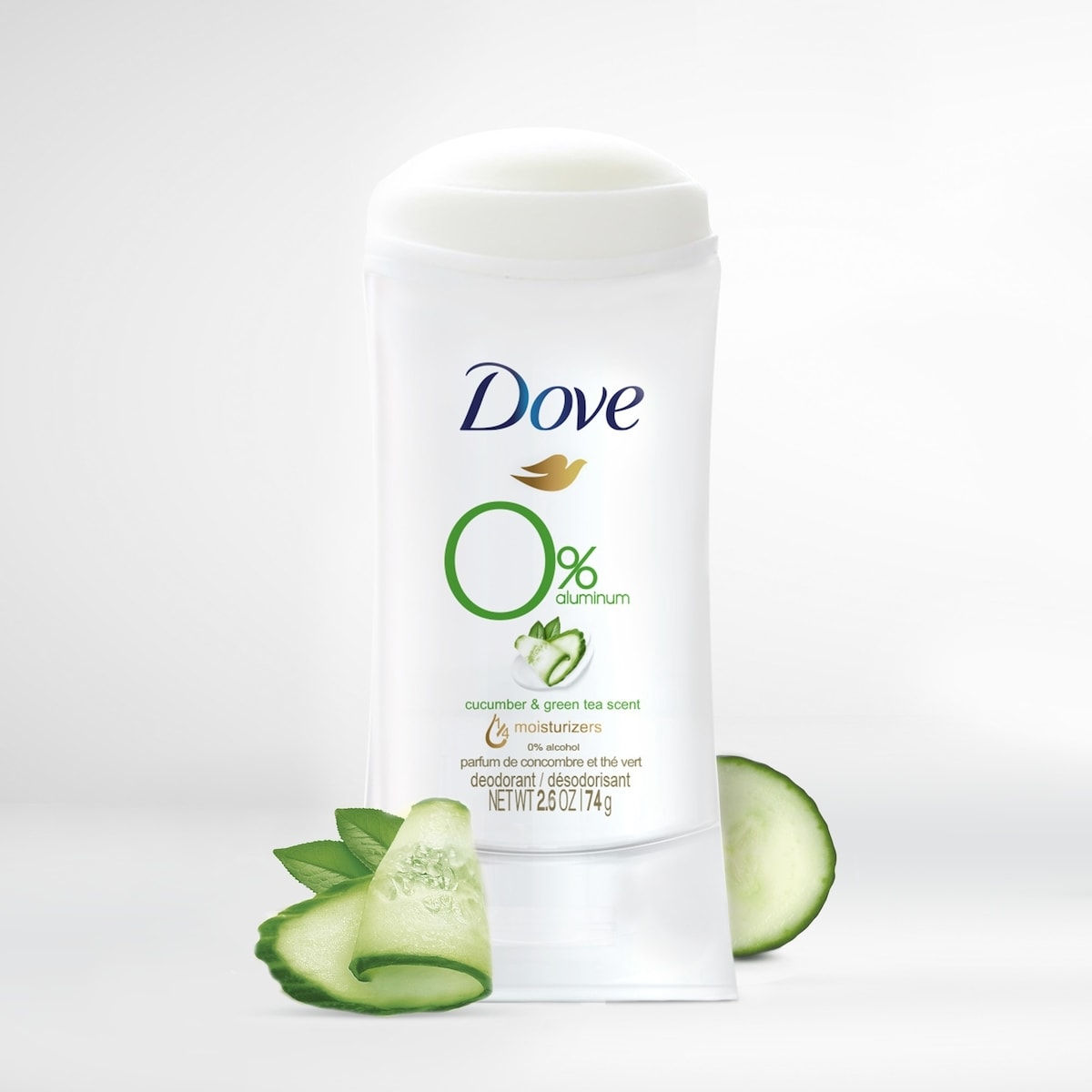 Désodorisant Dove 0 % d'aluminium Concombre et thé vert protection antibactérienne contre les odeurs 74 g
