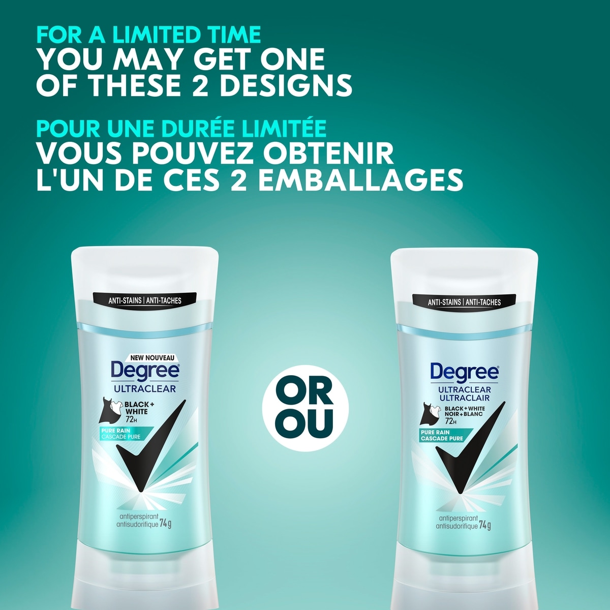 Antisudorifique Degree for Women Cascade pure protection antibactérienne contre les odeurs 74 g