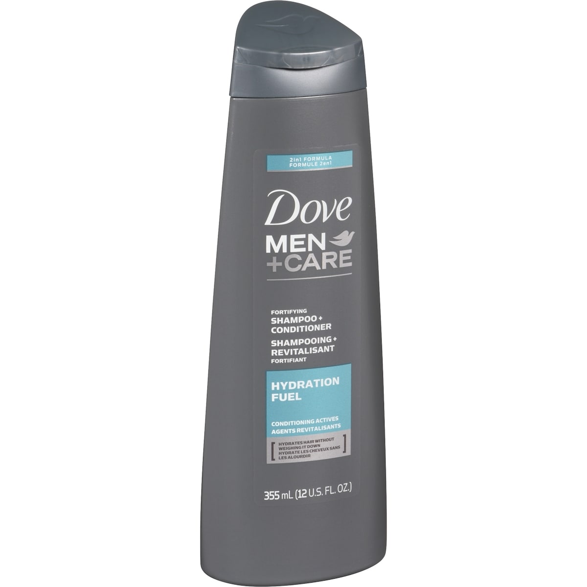 Dove Men+Care 2 in 1 Shampoo and Conditioner with conditioning actives Hydration Fuel fortifies with every wash 355 ml