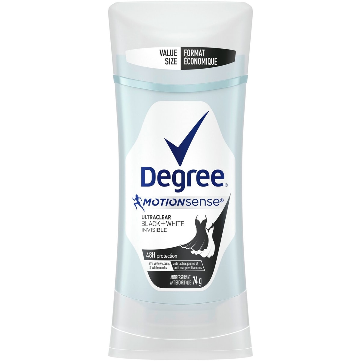 Antisudorifique en bâton pour une protection de 48 h contre les odeurs Degree for Women Ultraclear Black+White protection antibactérienne contre les odeurs 74 g