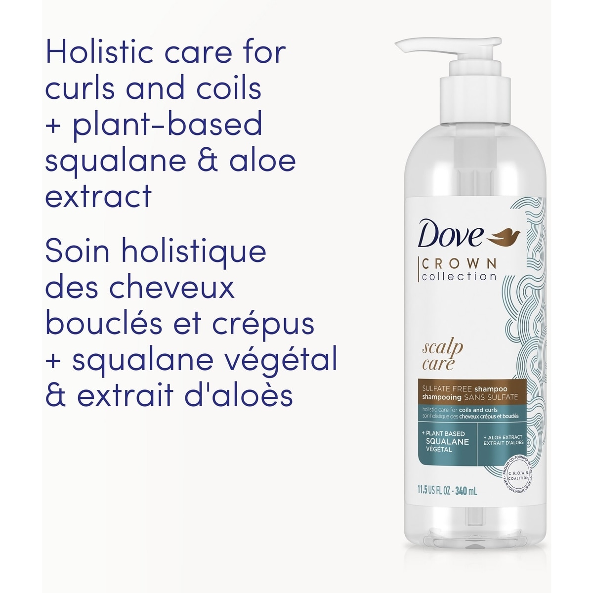 Shampooing sans sulfate pour les cheveux crépus et bouclés CROWN Collection Scalp Care avec squalane végétal et extrait d'aloès