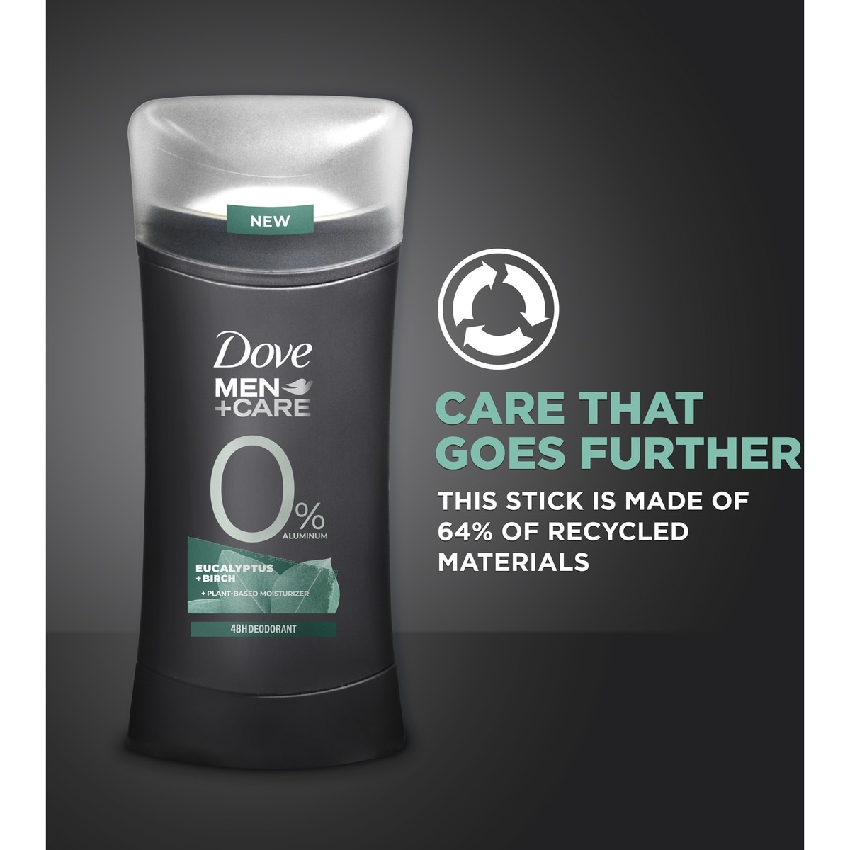 Désodorisant en bâton protection 48 h contre les odeurs Dove Men+Care  Eucalyptus + Bouleau avec 0% d'aluminium 74 g