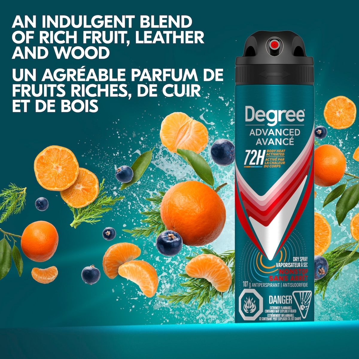 Antisudorifique en Vaporisateur à Sec pour 72 h de protection contre les odeurs et la transpiration Degree Men Advanced Sans Arrêt avec technologie MotionSense®