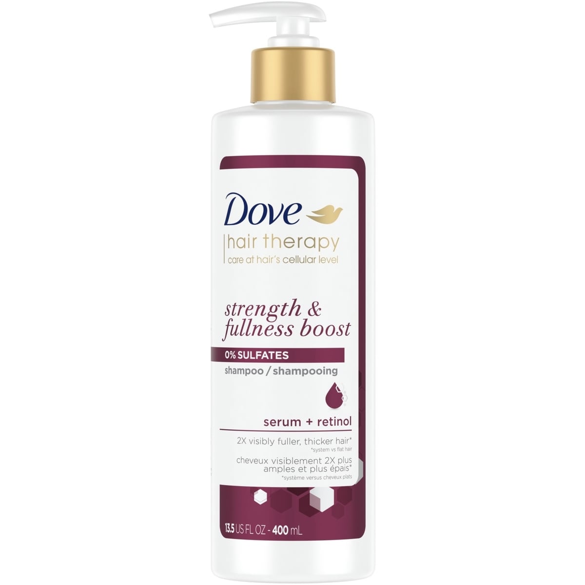 Dove Dove Hair Therapy Shampoo for fine, thin hair Strength & Fullness Boost 0% sulfates shampoo for 2X visibly fuller, thicker hair 400 ml 400 mL