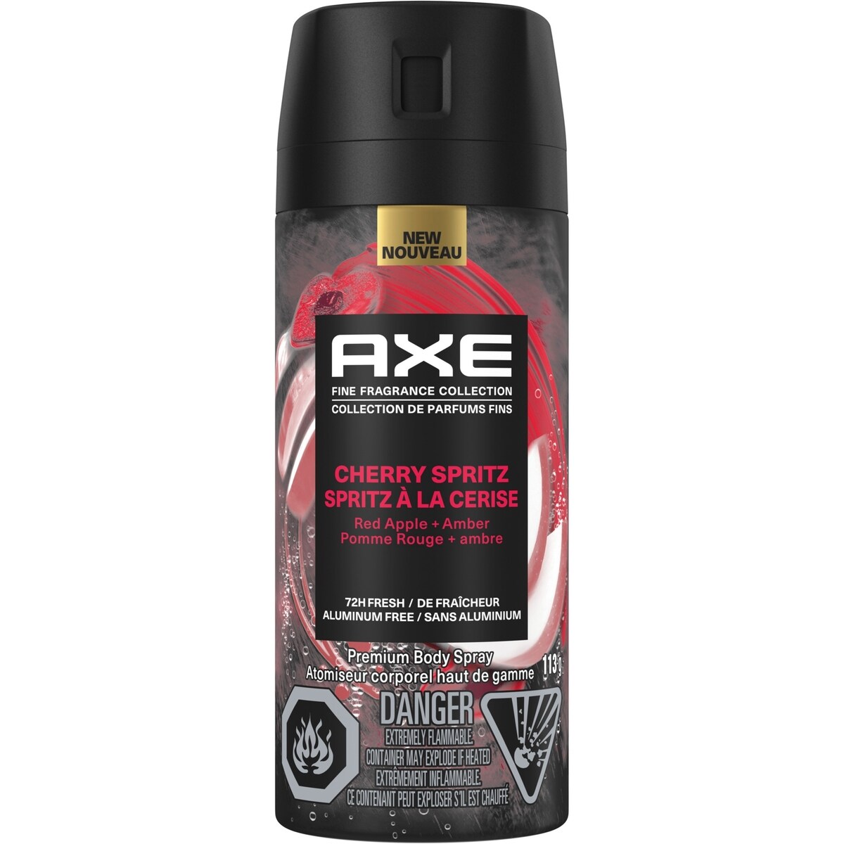 Déodorant Corporel  72H de Fraîcheur  AXE Collection de Parfums Fins Cerise Spritz  Sans Aluminium, 113g