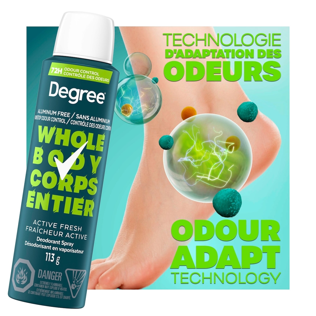 Whole Body Deodorant Spray, Active Fresh, 113g